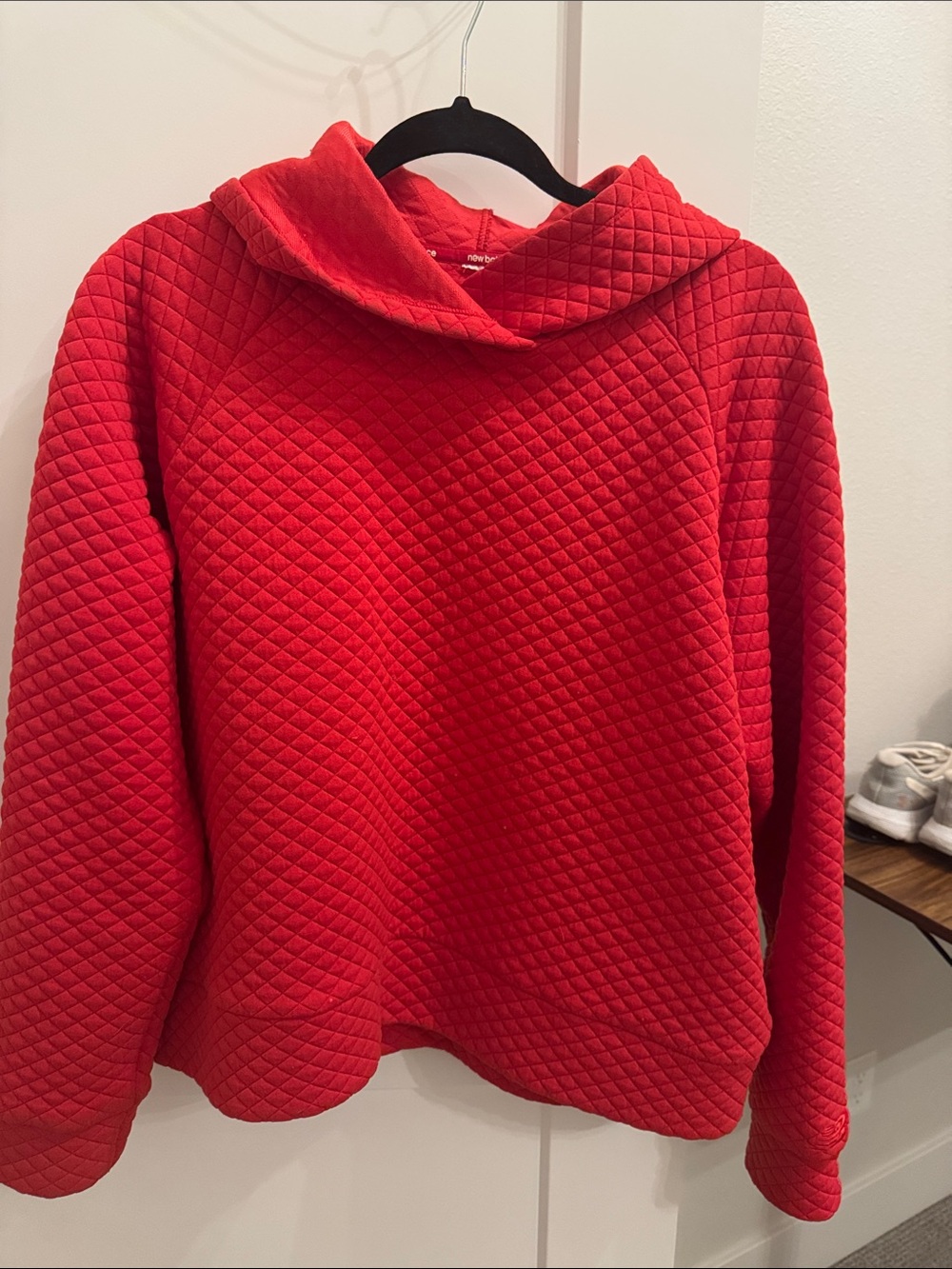 Quilted Red New BalHooded Pullover